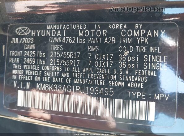 KM8K33AG1PU193495 2023 HYUNDAI KONA ELECTRIC Black 