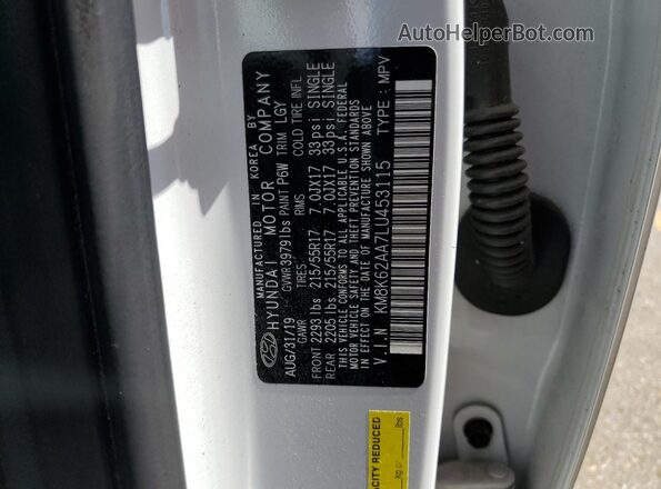 KM8K62AA7LU453115 2020 HYUNDAI KONA Белый Панорамный вид салона 360°