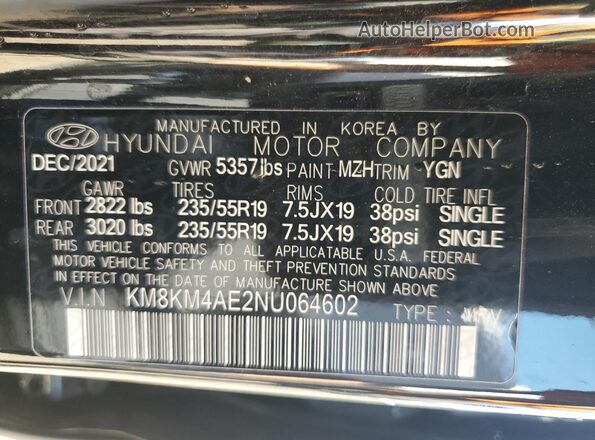 KM8KM4AE2NU064602 2022 HYUNDAI IONIQ Black Vista del compartimento del motor