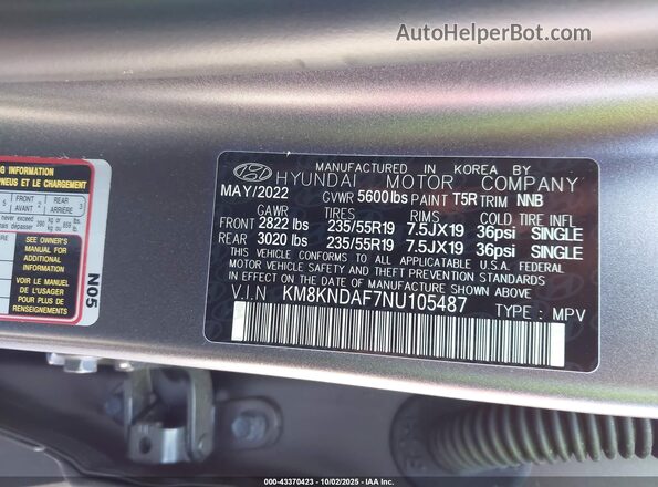 KM8KNDAF7NU105487 2022 HYUNDAI IONIQ 5 Серый Вид подкапотного пространства