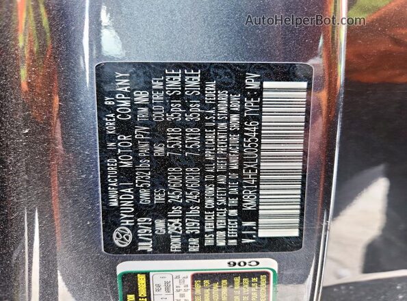KM8R14HEXLU055446 2020 HYUNDAI PALISADE Charcoal Engine compartment view