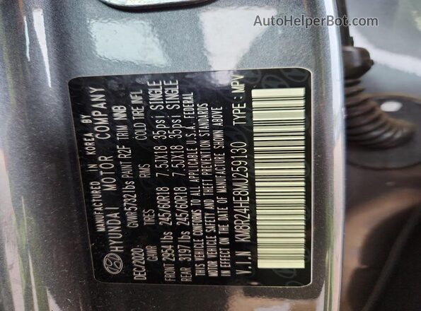 KM8R24HE8MU259130 2021 HYUNDAI PALISADE Gray VIN sticker view