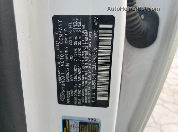 KM8R34HE0MU288716 2021 HYUNDAI PALISADE White VIN կոդի պիտակի տեսք