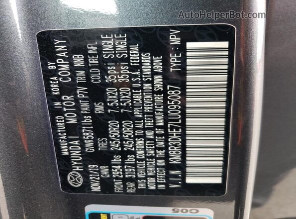 KM8R3DHE7LU095087 2020 HYUNDAI PALISADE Gray Engine compartment view