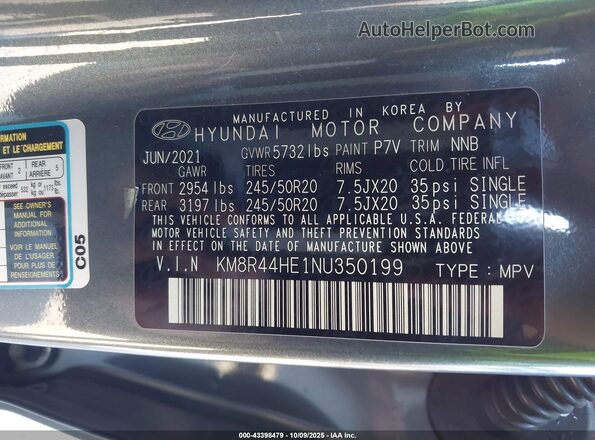 KM8R44HE1NU350199 2022 HYUNDAI PALISADE Серый Вид подкапотного пространства