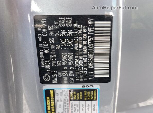 KM8R54HE0LU097757 2020 HYUNDAI PALISADE Silver Widok wnętrza 360 stopni