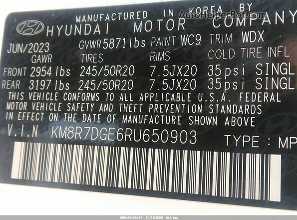 KM8R7DGE6RU650903 2024 HYUNDAI PALISADE White Widok komory silnika