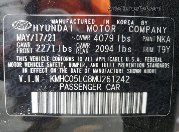 KMHC05LC8MU261242 2021 HYUNDAI IONIQ Black 