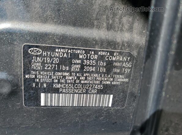 KMHC65LC0LU227485 2020 HYUNDAI IONIQ Gray Շարժիչի բաժամունքի տեսք