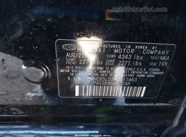 KMHC65LD3KU111463 2019 HYUNDAI IONIQ PLUG-IN HYBRID Black Вид підкапотного простору