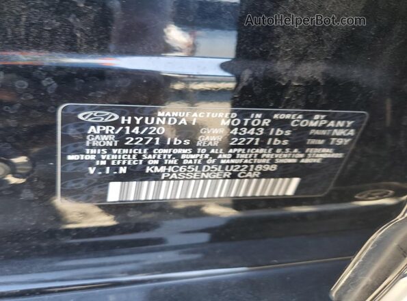 KMHC65LD5LU221898 2020 HYUNDAI IONIQ Black Вид наклейки з VIN-кодом