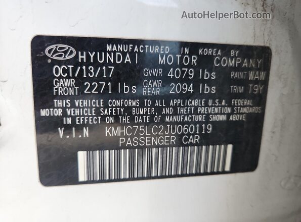 KMHC75LC2JU060119 2018 HYUNDAI IONIQ White 