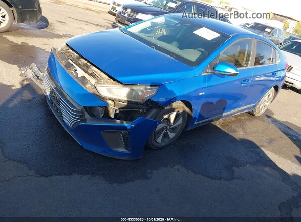 KMHC75LC3JU073591 2018 HYUNDAI IONIQ HYBRID Blue Առջևի ձախ երեք քառորդ տեսարան