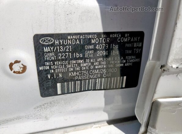KMHC75LC6MU260800 2021 HYUNDAI IONIQ Белый Вид подкапотного пространства