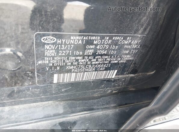 KMHC75LC9JU066421 2018 HYUNDAI IONIQ HYBRID Black ძრავის განყოფილების ხედი