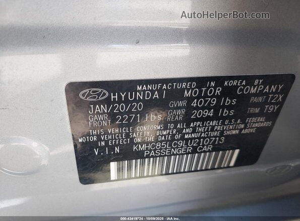 KMHC85LC9LU210713 2020 HYUNDAI IONIQ HYBRID Gray Շարժիչի բաժամունքի տեսք