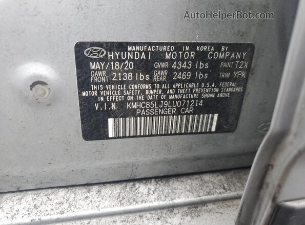 KMHC85LJ9LU071214 2020 HYUNDAI IONIQ Silver Engine compartment view