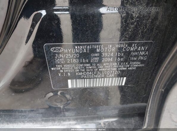 KMHD84LF3LU107120 2020 HYUNDAI ELANTRA Черный Вид подкапотного пространства