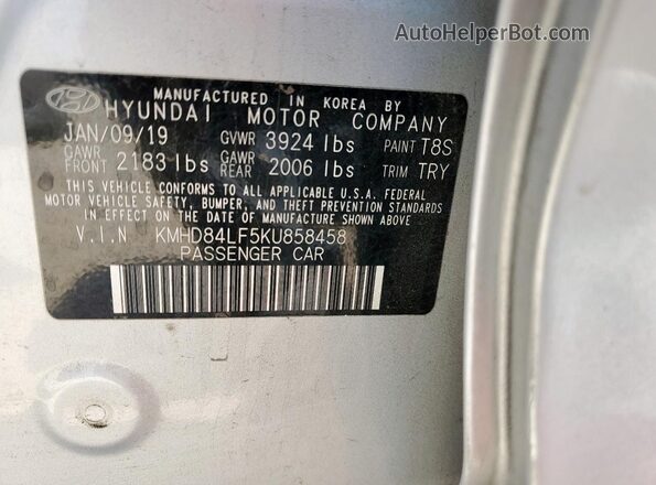 KMHD84LF5KU858458 2019 HYUNDAI ELANTRA Silver Engine compartment view