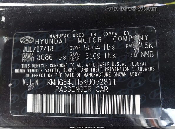 KMHG54JH5KU052811 2019 GENESIS G90 Black Vista del compartimento del motor