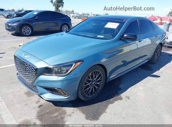KMHGN4JB2KU290739 2019 GENESIS G80 Бирюзовый Передняя левая четверть