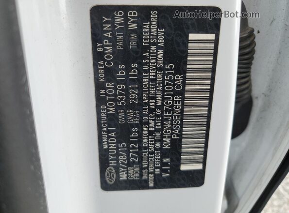 KMHGN4JE7GU107515 2016 HYUNDAI GENESIS White Widok komory silnika