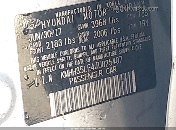 KMHH35LE4JU025407 2018 HYUNDAI ELANTRA GT Silver Շարժիչի բաժամունքի տեսք