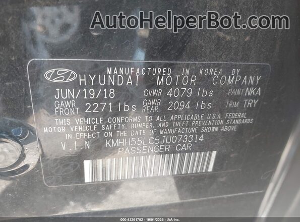 KMHH55LC5JU073314 2018 HYUNDAI ELANTRA GT Black 