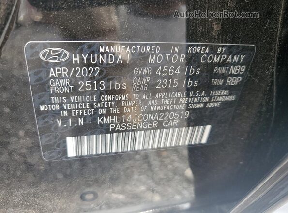 KMHL14JC0NA220519 2022 HYUNDAI SONATA Black 