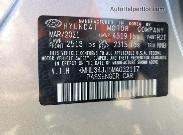 KMHL34JJ5MA032117 2021 HYUNDAI SONATA Серебряный 