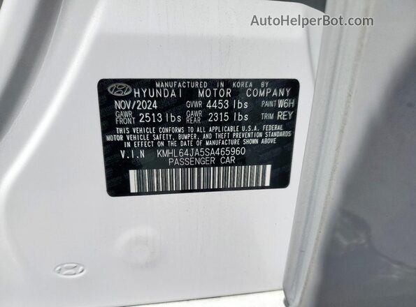 KMHL64JA5SA465960 2025 HYUNDAI SONATA White Vista del compartimento del motor