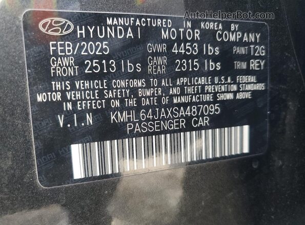 KMHL64JAXSA487095 2025 HYUNDAI SONATA Gray Vista de la etiqueta del VIN