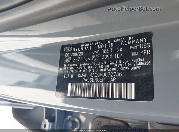 KMHLL4AG9MU072736 2021 HYUNDAI ELANTRA Gray 