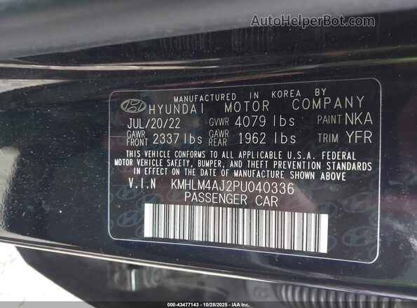 KMHLM4AJ2PU040336 2023 HYUNDAI ELANTRA HYBRID Black Вид підкапотного простору