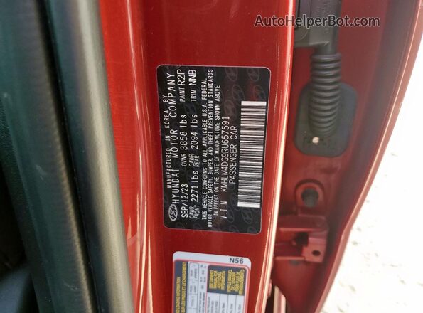 KMHLM4DG9RU657591 2024 HYUNDAI ELANTRA Red Вид наклейки з VIN-кодом