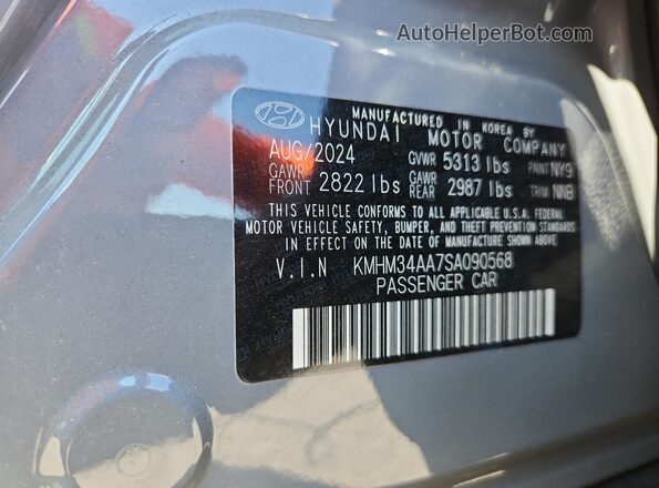 KMHM34AA7SA090568 2025 HYUNDAI IONIQ Gray Vista de la etiqueta del VIN