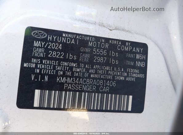KMHM34AC8RA081406 2024 HYUNDAI IONIQ 6 White ძრავის განყოფილების ხედი