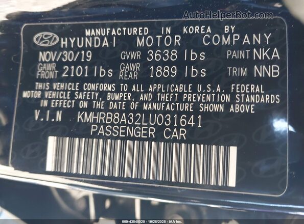 KMHRB8A32LU031641 2020 HYUNDAI VENUE Black ძრავის განყოფილების ხედი