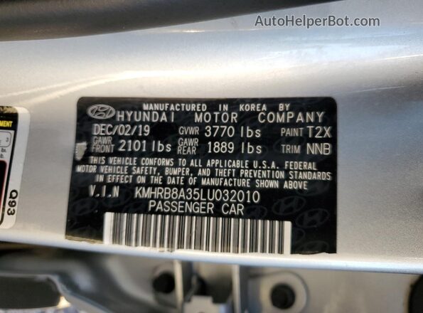 KMHRB8A35LU032010 2020 HYUNDAI VENUE Silver Вид підкапотного простору