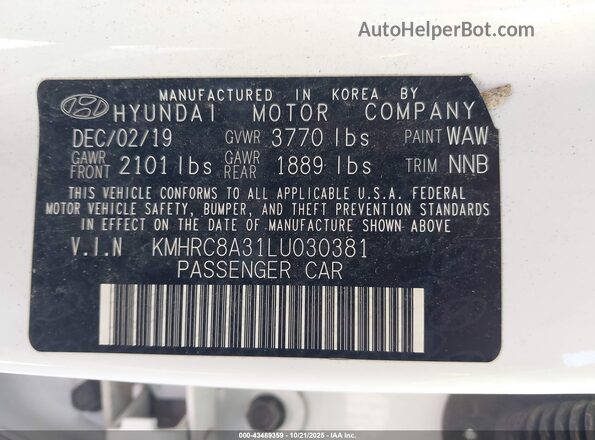 KMHRC8A31LU030381 2020 HYUNDAI VENUE White Вид підкапотного простору