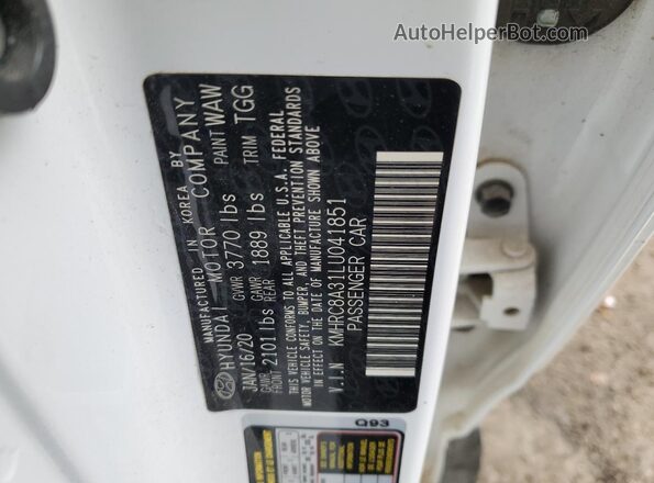 KMHRC8A31LU041851 2020 HYUNDAI VENUE White Панорамний вид салону 360°