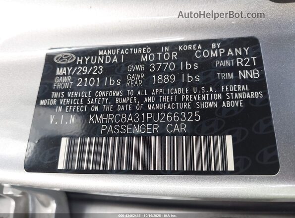 KMHRC8A31PU266325 2023 HYUNDAI VENUE Silver ძრავის განყოფილების ხედი