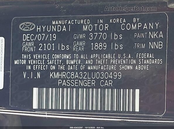 KMHRC8A32LU030499 2020 HYUNDAI VENUE Black Շարժիչի բաժամունքի տեսք