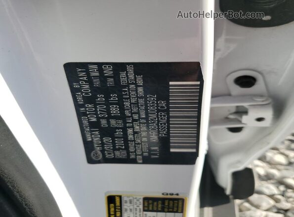 KMHRC8A32MU083592 2021 HYUNDAI VENUE White VIN sticker view