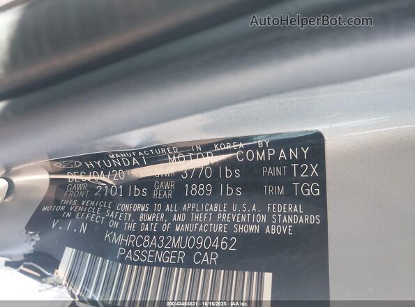 KMHRC8A32MU090462 2021 HYUNDAI VENUE Silver Вид підкапотного простору