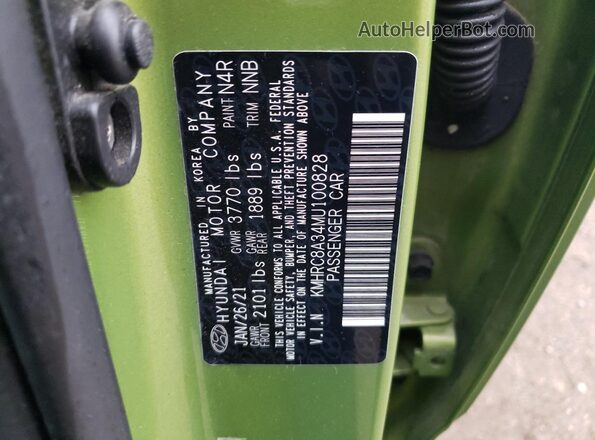 KMHRC8A34MU100828 2021 HYUNDAI VENUE Green Engine compartment view