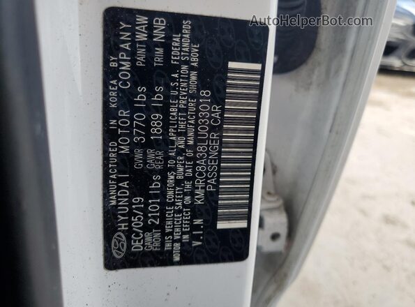 KMHRC8A38LU033018 2020 HYUNDAI VENUE White Вид наклейки з VIN-кодом