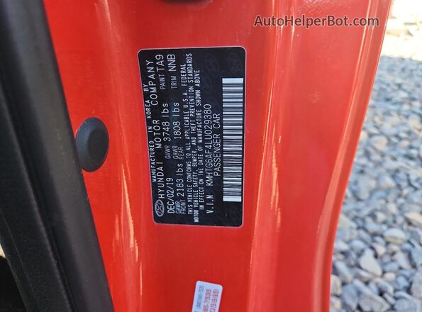 KMHTG6AF4LU029380 2020 HYUNDAI VELOSTER Red ძრავის განყოფილების ხედი