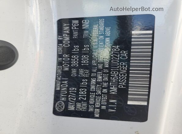 KMHTH6AB1LU022784 2020 HYUNDAI VELOSTER White VIN sticker view