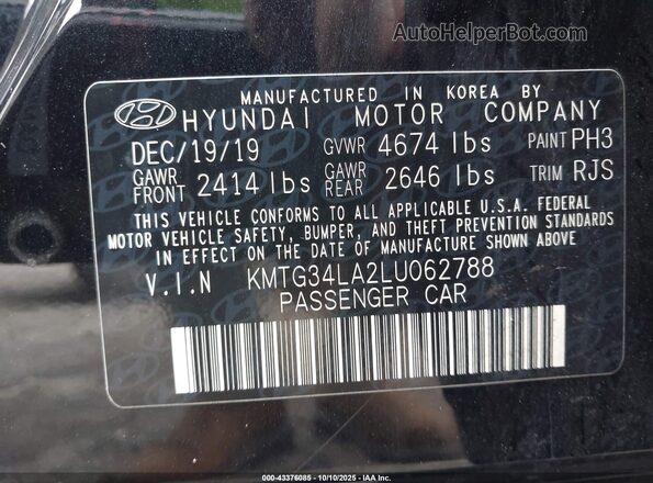 KMTG34LA2LU062788 2020 GENESIS G70 Черный Вид подкапотного пространства